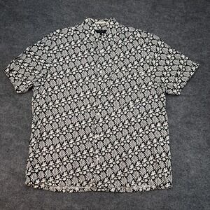 Ted Baker Toni short-sleeve linen shirt Men's 5 Coral Print Black White